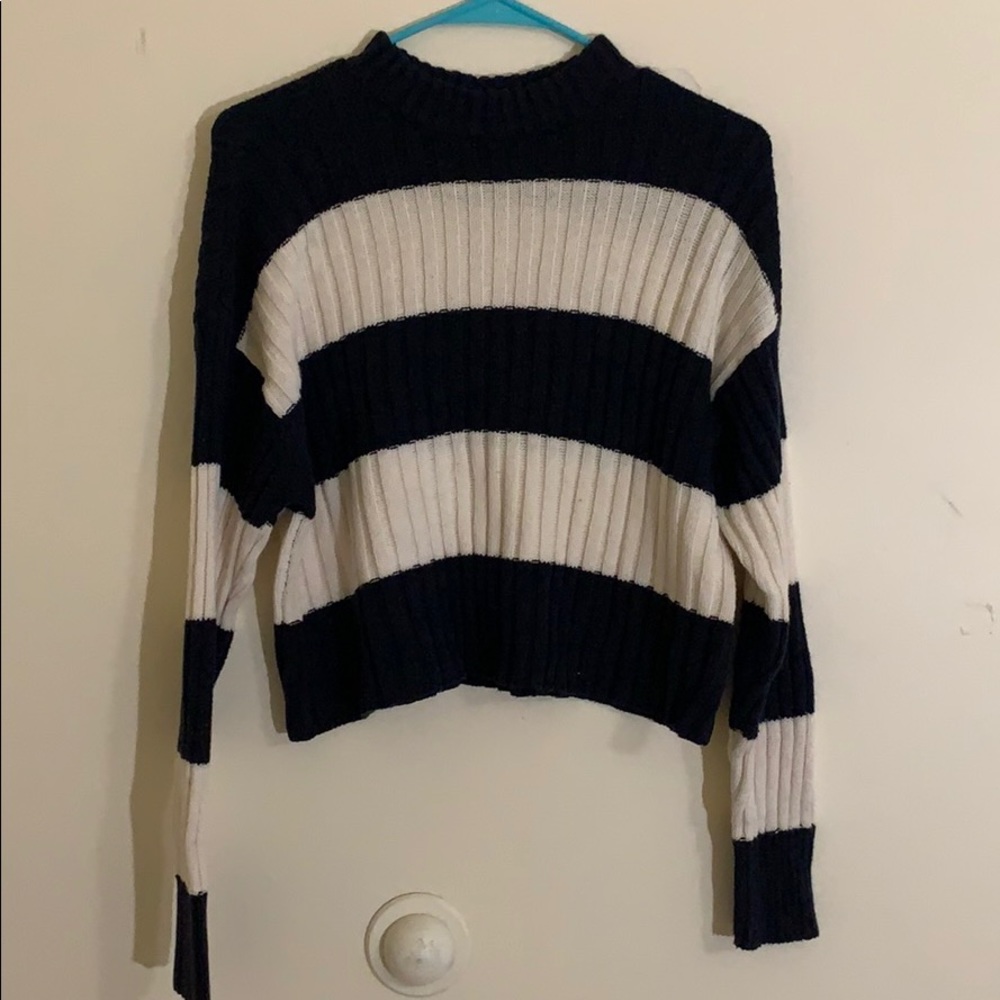 Striped mock-neck sweater!